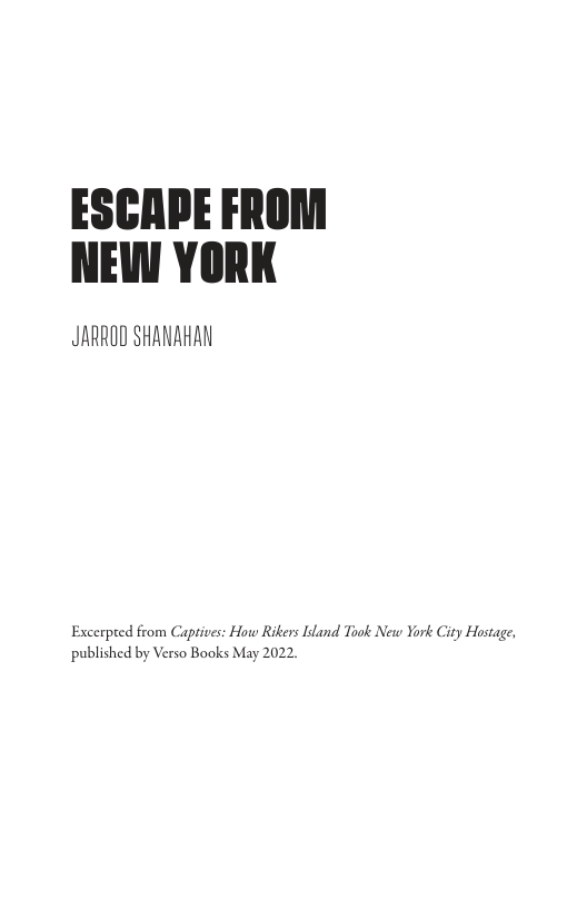 ESCAPE FROM NEW YORK  JARROD SHANAHAN  